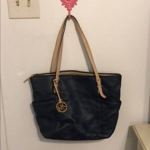 Michael Kors Navy Blue Leather Tote